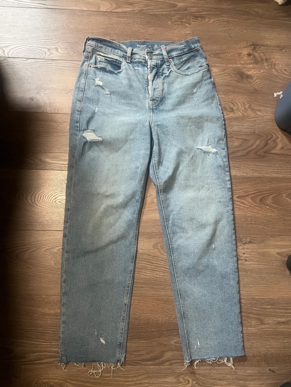 Moving must sell: Old Navy Light Blue Straight Leg Jeans with Distressed Details